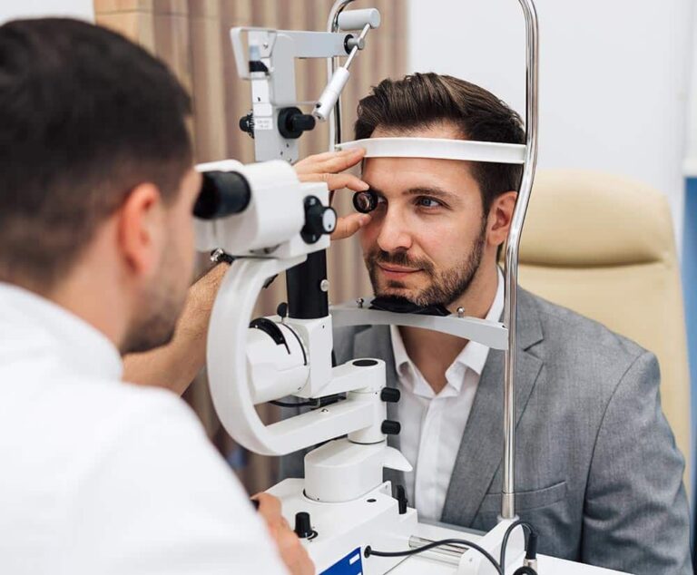 Man having his eye examined