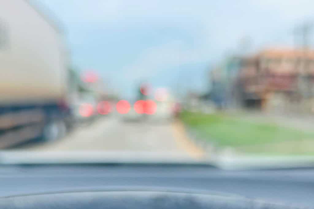Blurred traffic bad driving vision