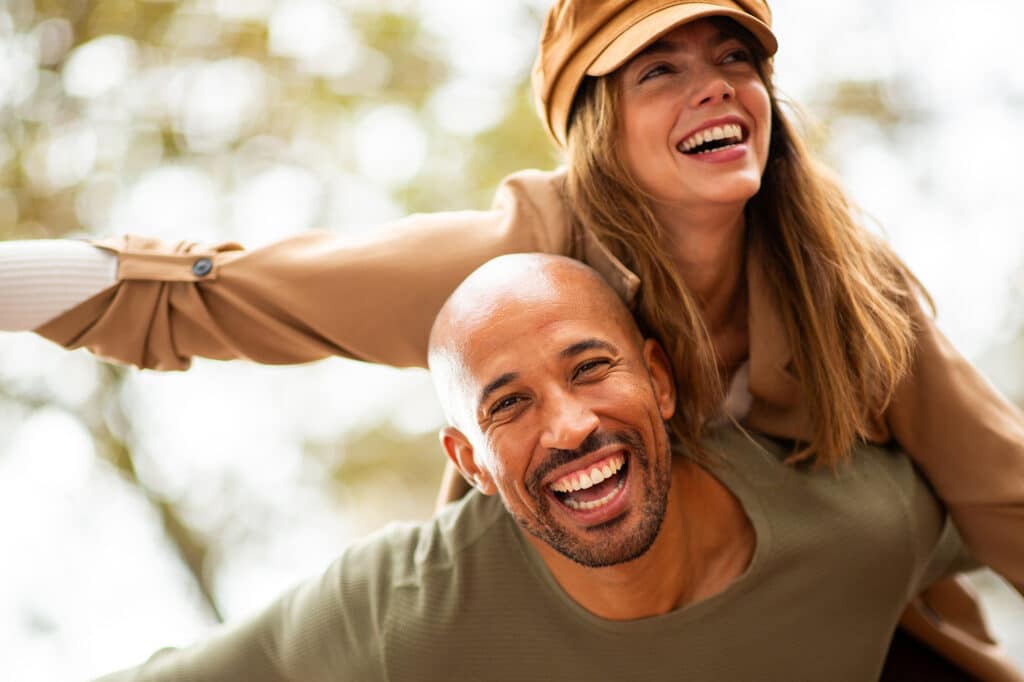 Happy couple outside