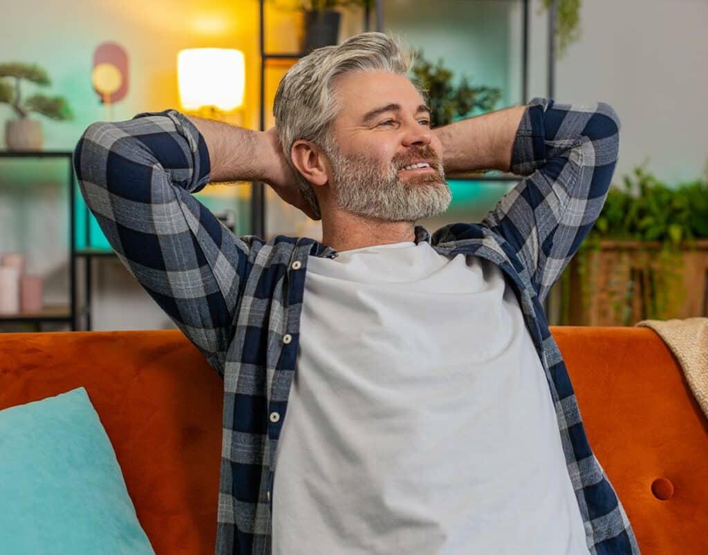 Man relaxing at home