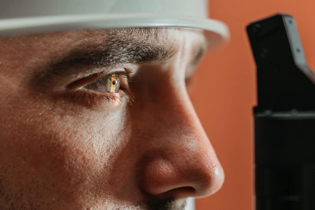 Man having his eye examined