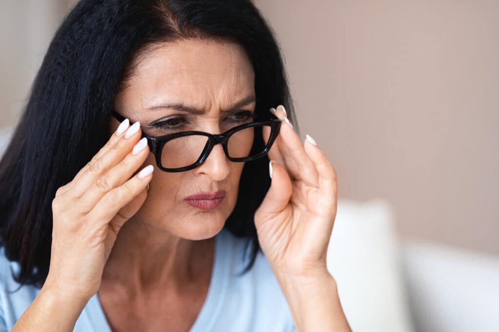 Woman having trouble with her vision
