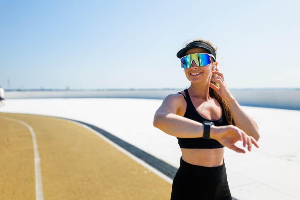 Active woman on an outdoor track